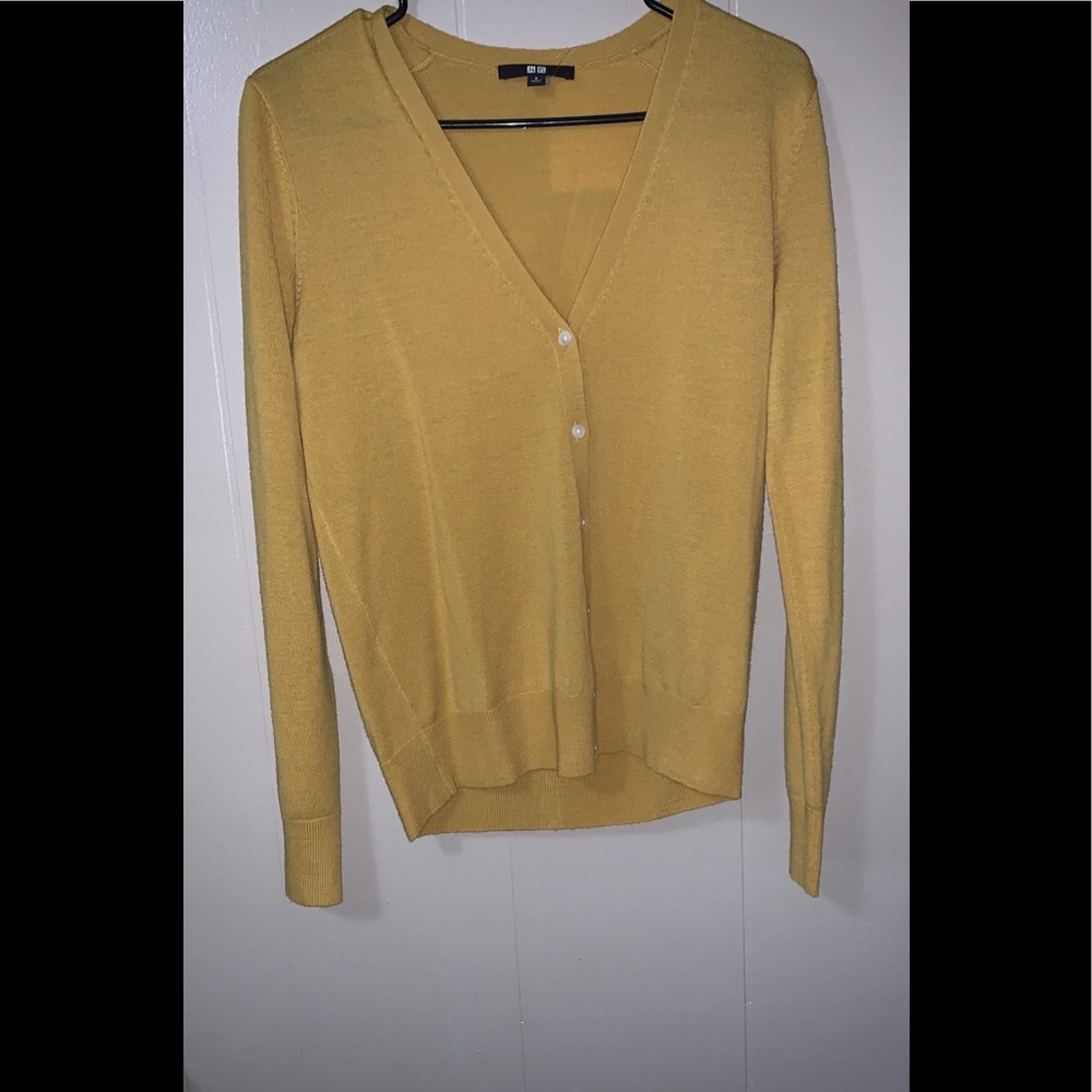 Mustard colored button up coverup